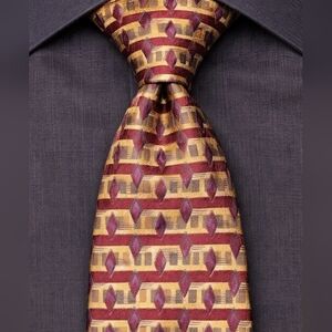 Handmade in Italy Purple Burgundy Gold Silk Tie